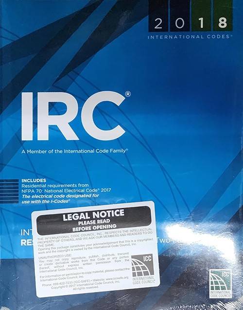2018 International Residential Code (IRC Code Book): ISBN 9781609837372